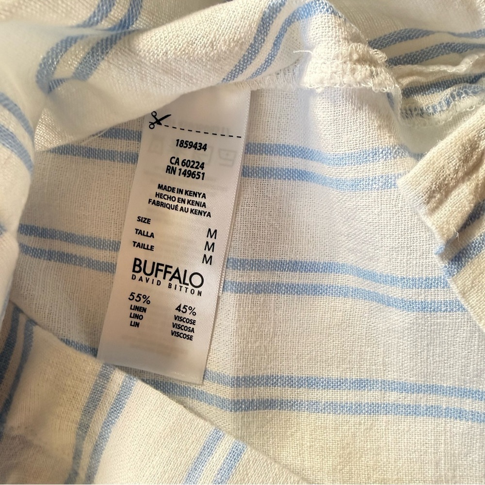 Buffalo David Bitton Striped Linen Blend Button-Up Shirt M NWT - Picture 3 of 9